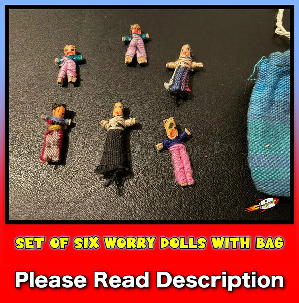 Set of 6 Worry Dolls with Bag - New