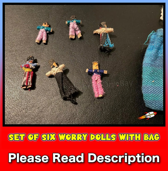 Set of 6 Worry Dolls with Bag - New