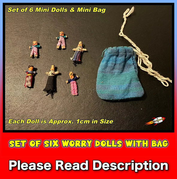 Set of 6 Worry Dolls with Bag - New