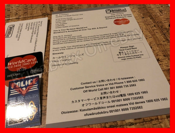 Prop Replica Blade Runner Cosplay / Collects Set WorldCard +Letter & ID Card New