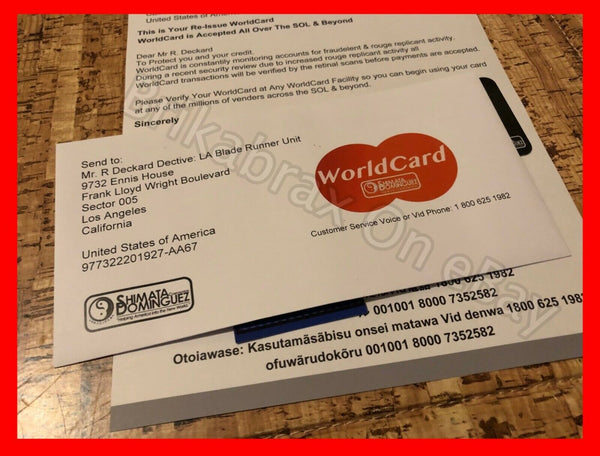 Prop Replica Blade Runner Cosplay / Collects Set WorldCard +Letter & ID Card New