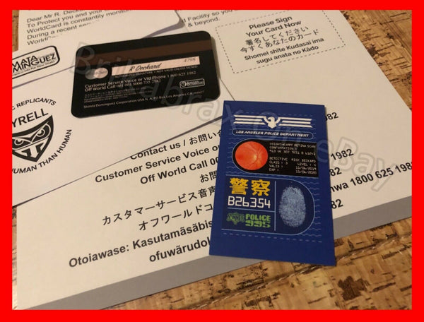 Prop Replica Blade Runner Cosplay / Collects Set WorldCard +Letter & ID Card New