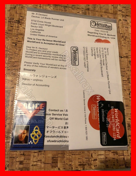 Prop Replica Blade Runner Cosplay / Collects Set WorldCard +Letter & ID Card New