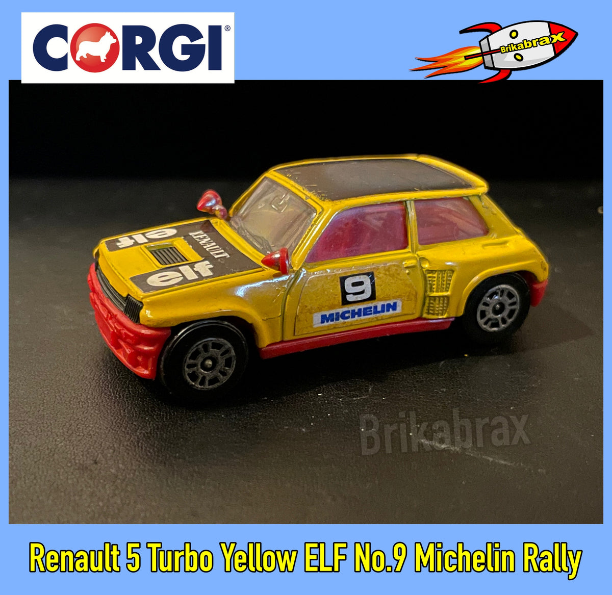Corgi Toy Car: Renault 5 Turbo Yellow ELF No.9 Michelin