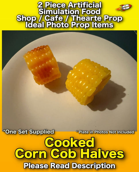 2 Piece Artificial Cooked Corn Cob Halves Realistic Simulation Food Photo Prop