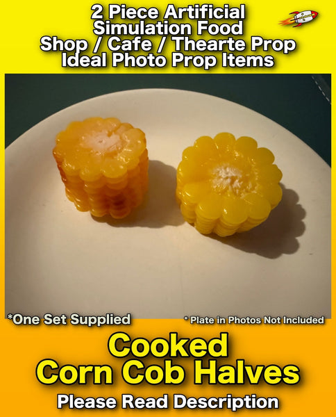 2 Piece Artificial Cooked Corn Cob Halves Realistic Simulation Food Photo Prop