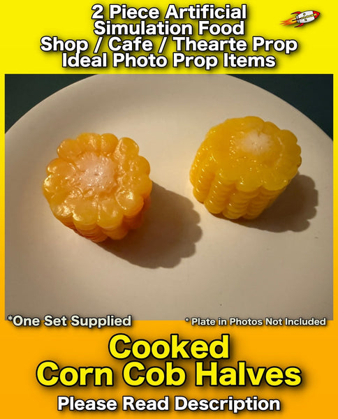 2 Piece Artificial Cooked Corn Cob Halves Realistic Simulation Food Photo Prop