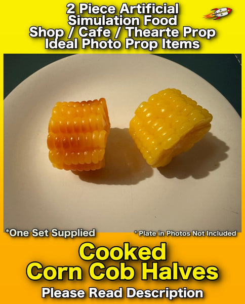 2 Piece Artificial Cooked Corn Cob Halves Realistic Simulation Food Photo Prop