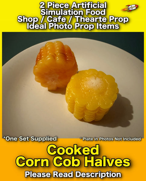 2 Piece Artificial Cooked Corn Cob Halves Realistic Simulation Food Photo Prop