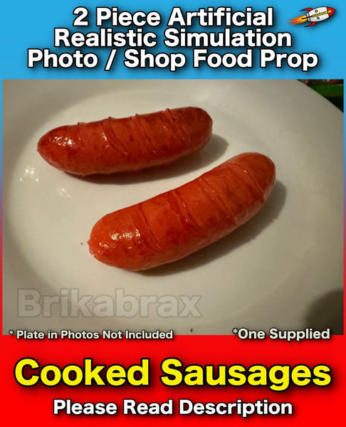 2 Piece Artificial Cooked Sausages Realistic Simulation Education Food Prop NEW