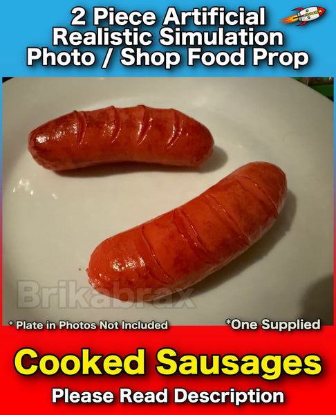 2 Piece Artificial Cooked Sausages Realistic Simulation Education Food Prop NEW