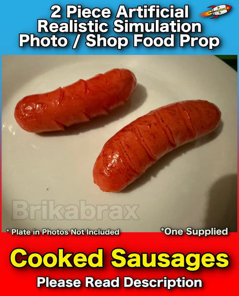 2 Piece Artificial Cooked Sausages Realistic Simulation Education Food Prop NEW