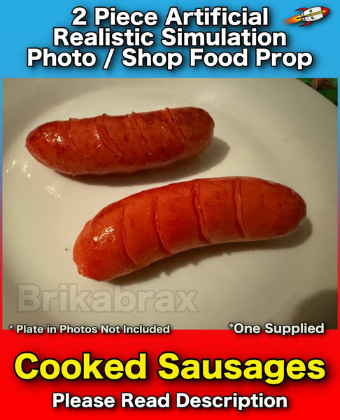 2 Piece Artificial Cooked Sausages Realistic Simulation Education Food Prop NEW