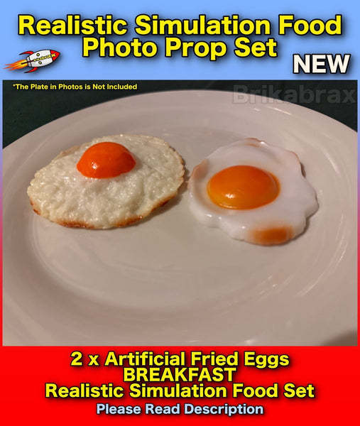 2 Piece Artificial Fried Eggs Breakfast Realistic Simulation Food Photo Prop Set