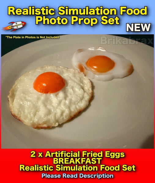 2 Piece Artificial Fried Eggs Breakfast Realistic Simulation Food Photo Prop Set