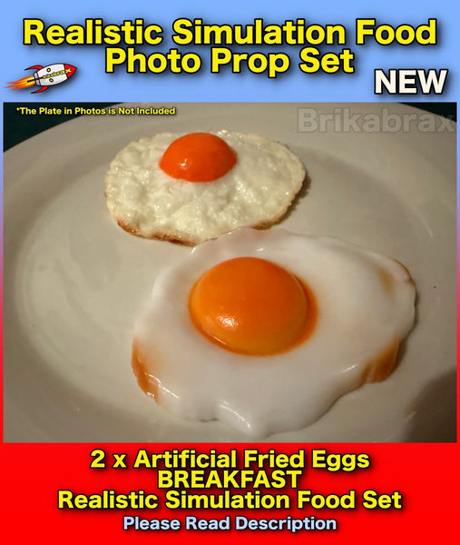 2 Piece Artificial Fried Eggs Breakfast Realistic Simulation Food Photo Prop Set
