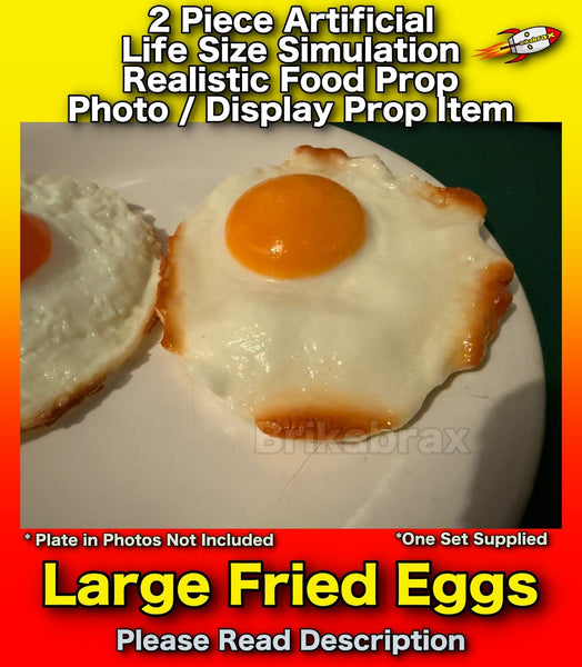 2 Piece Artificial Large Fried Eggs Realistic Simulation Food Photo Prop Set #A1