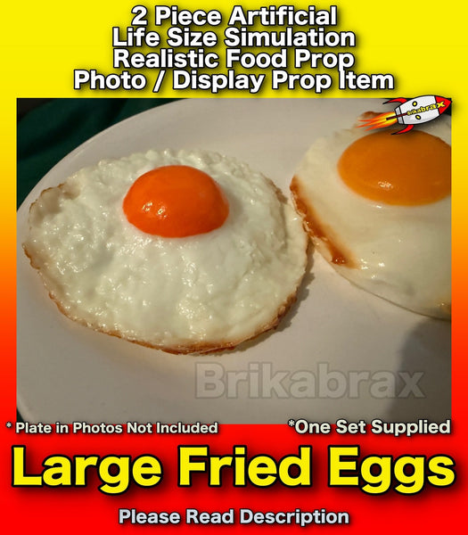 2 Piece Artificial Large Fried Eggs Realistic Simulation Food Photo Prop Set #A1