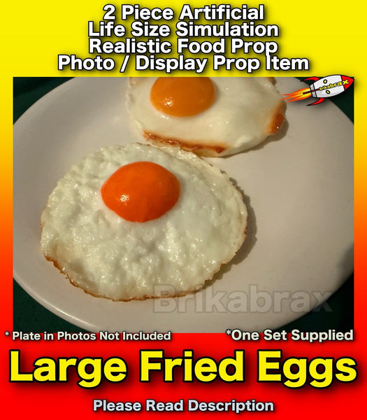 2 Piece Artificial Large Fried Eggs Realistic Simulation Food Photo Prop Set #A1