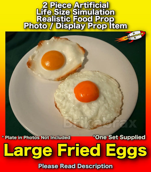 2 Piece Artificial Large Fried Eggs Realistic Simulation Food Photo Prop Set #A1
