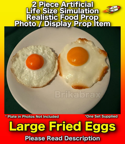 2 Piece Artificial Large Fried Eggs Realistic Simulation Food Photo Prop Set #A1