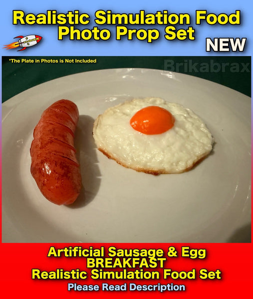 2 Piece Artificial Sausage & Egg Realistic Simulation Food Photo Prop Set #SSE1