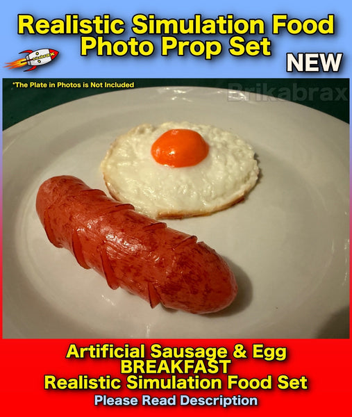 2 Piece Artificial Sausage & Egg Realistic Simulation Food Photo Prop Set #SSE1