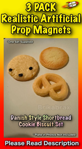 3 Piece Danish Style Shortbread Cookie Shaped Realistic Artificial Prop SET #A