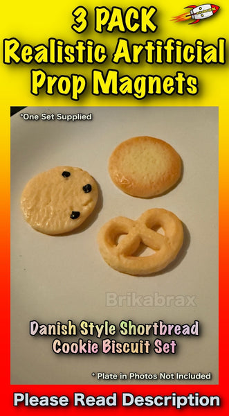 3 Piece Danish Style Shortbread Cookie Shaped Realistic Artificial Prop SET #A