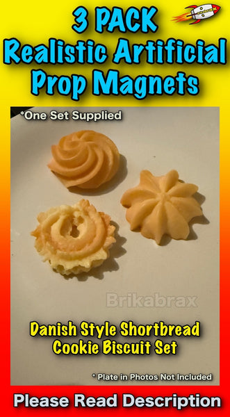 3 Piece Danish Style Shortbread Cookie Shaped Realistic Artificial Prop SET #B