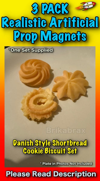 3 Piece Danish Style Shortbread Cookie Shaped Realistic Artificial Prop SET #B