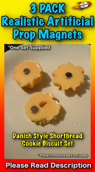 3 Piece Danish Style Shortbread Cookie Shaped Realistic Artificial Prop SET #B