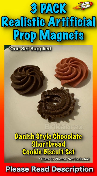 3 Piece Danish Style Shortbread Cookies Shaped Realistic Artificial Prop SET #C