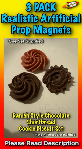 3 Piece Danish Style Shortbread Cookies Shaped Realistic Artificial Prop SET #C