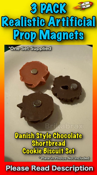 3 Piece Danish Style Shortbread Cookies Shaped Realistic Artificial Prop SET #C
