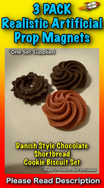 3 Piece Danish Style Shortbread Cookies Shaped Realistic Artificial Prop SET #C