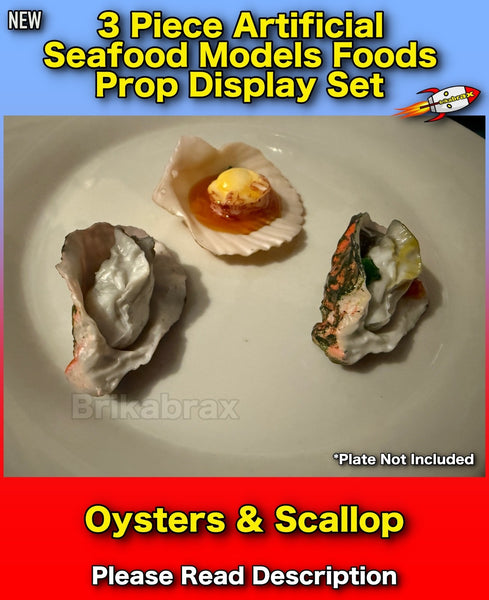 3 Piece Shellfish Oyster Prop Model Artificial Seafood Models Foods Display #A