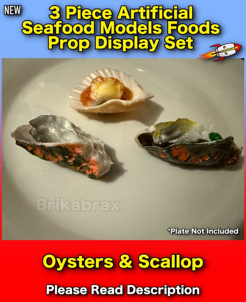 3 Piece Shellfish Oyster Prop Model Artificial Seafood Models Foods Display #A