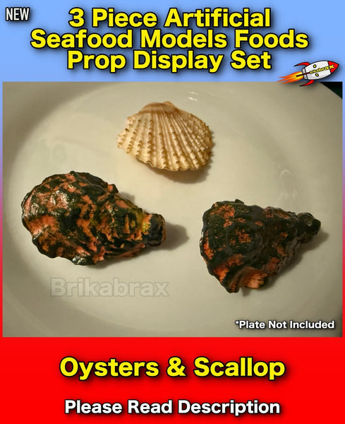 3 Piece Shellfish Oyster Prop Model Artificial Seafood Models Foods Display #A