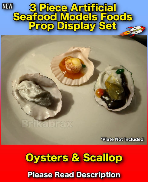 3 Piece Shellfish Oyster Prop Model Artificial Seafood Models Foods Display #A