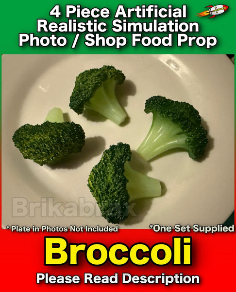 4 Piece Artificial Broccoli Realistic Simulation Veg Food Photo Prop Set NEW