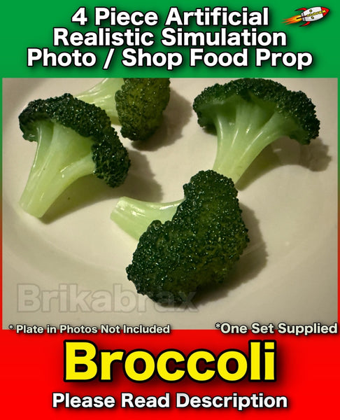 4 Piece Artificial Broccoli Realistic Simulation Veg Food Photo Prop Set NEW