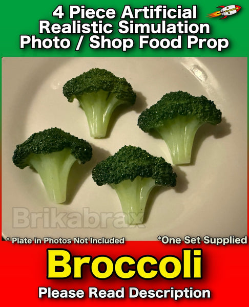 4 Piece Artificial Broccoli Realistic Simulation Veg Food Photo Prop Set NEW