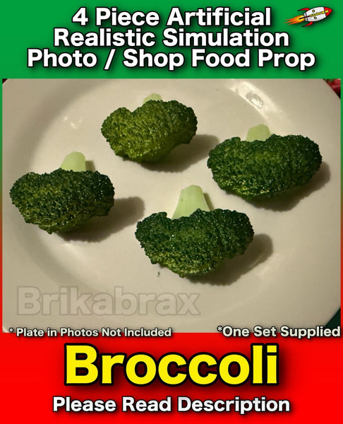 4 Piece Artificial Broccoli Realistic Simulation Veg Food Photo Prop Set NEW