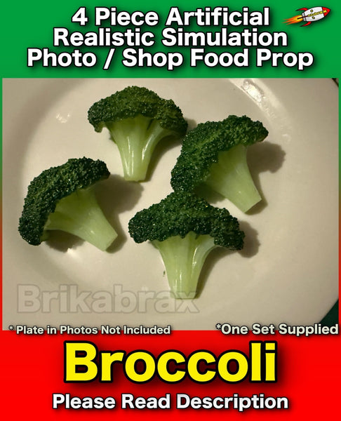 4 Piece Artificial Broccoli Realistic Simulation Veg Food Photo Prop Set NEW