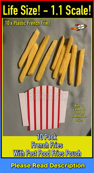 Artificial Prop Product 10 Piece French Fries + Fast Food Fries Pouch Simulation