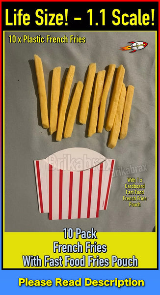 Artificial Prop Product 10 Piece French Fries + Fast Food Fries Pouch Simulation