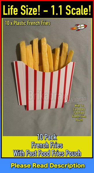 Artificial Prop Product 10 Piece French Fries + Fast Food Fries Pouch Simulation