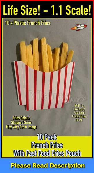 Artificial Prop Product 10 Piece French Fries + Fast Food Fries Pouch Simulation