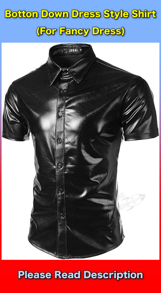 Black Joke Nightclub Style Fancy Dress Short Sleeve Button Down Dress Shirt (Select Size) One Supplied